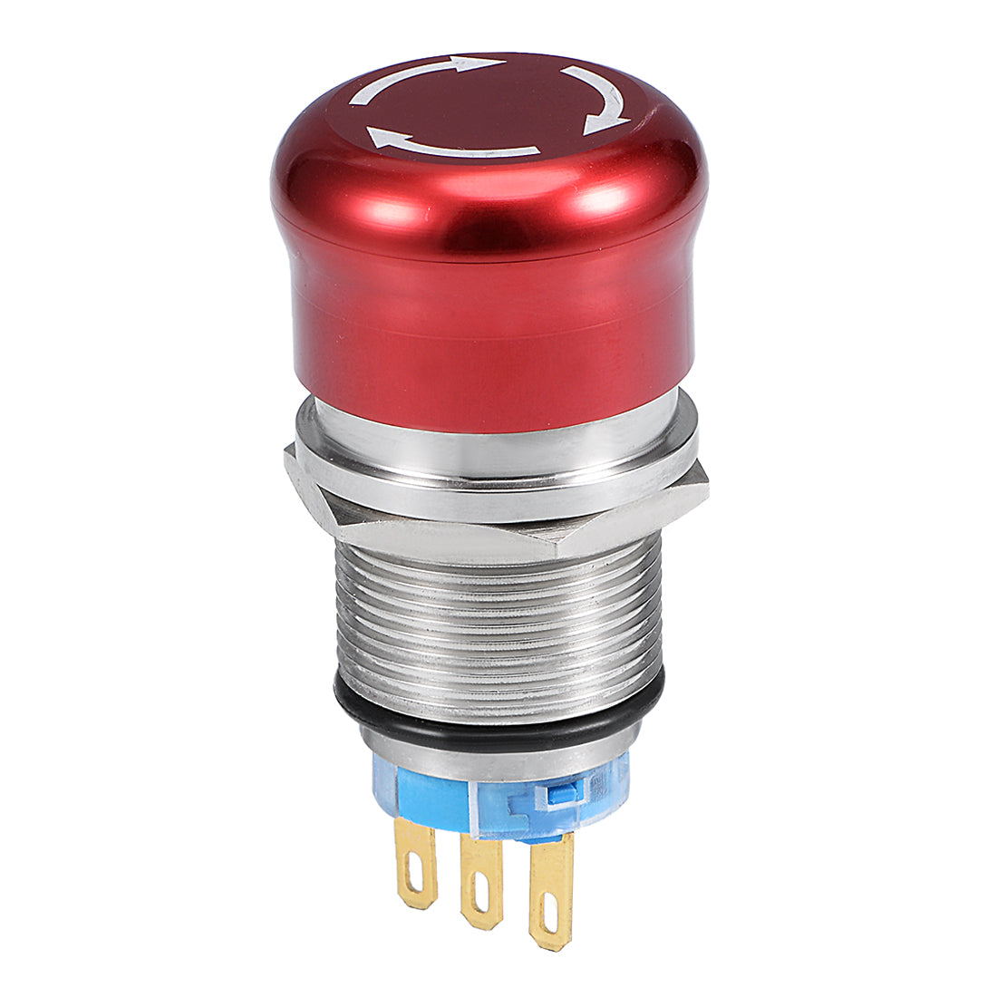 Uxcell Metallverriegelung Notausschalter Druckknopfschalter NO NC 19mm Montageloch Rot
